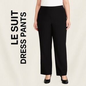 Le Suit Women's Dress‎ Pants Sz 18 Black Classic Straight Leg Lined Trousers
